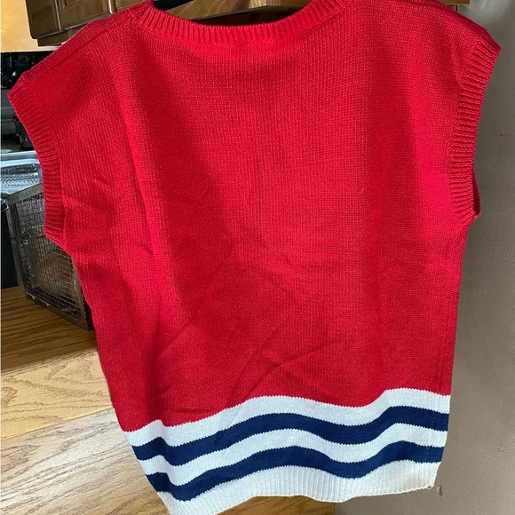 Red Nautical Kids Sweater Vest - Picture 2 of 3